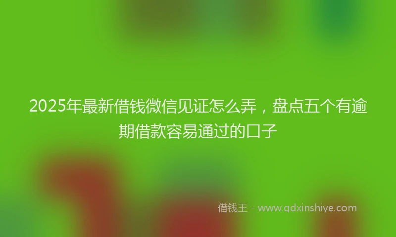 2025年最新借钱微信见证怎么弄，盘点五个有逾期借款容易通过的口子