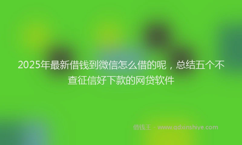 2025年最新借钱到微信怎么借的呢，总结五个不查征信好下款的网贷软件