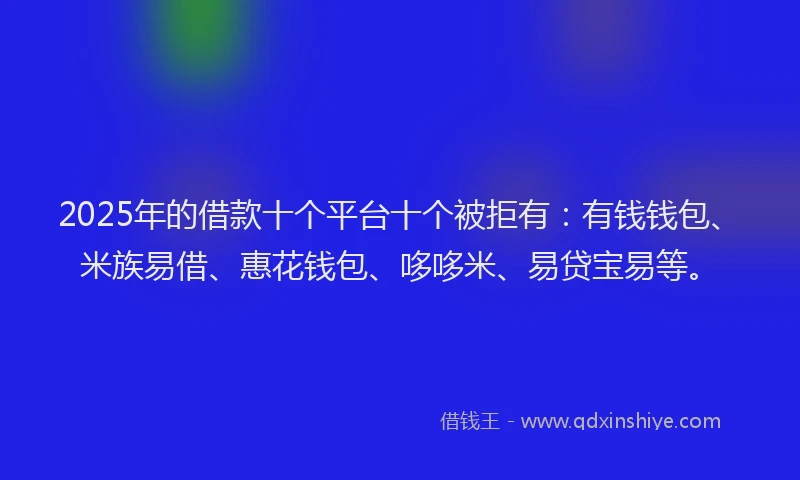 2025年的借款十个平台十个被拒有：有钱钱包、米族易借、惠花钱包、哆哆米、易贷宝易等。