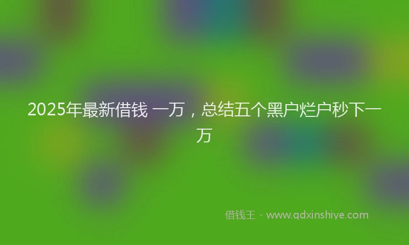 2025年最新借钱 一万，总结五个黑户烂户秒下一万