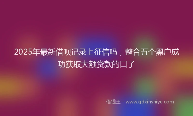 2025年最新借呗记录上征信吗，整合五个黑户成功获取大额贷款的口子