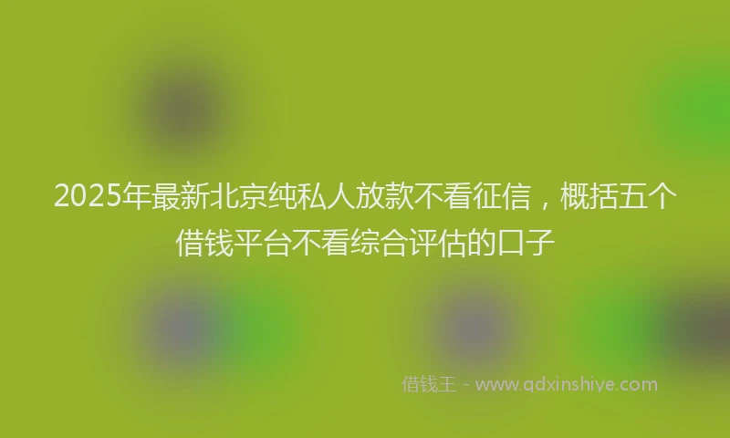 2025年最新北京纯私人放款不看征信，概括五个借钱平台不看综合评估的口子