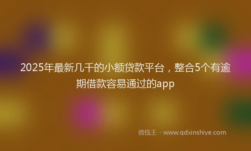 2025年最新几千的小额贷款平台，整合5个有逾期借款容易通过的app