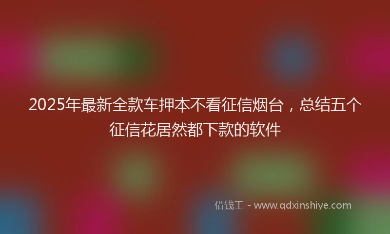 2025年最新全款车押本不看征信烟台，总结五个征信花居然都下款的软件
