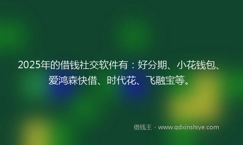 2025年的借钱社交软件有：好分期、小花钱包、爱鸿森快借、时代花、飞融宝等。