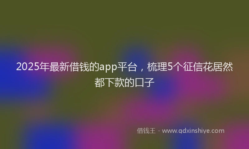 2025年最新借钱的app平台，梳理5个征信花居然都下款的口子