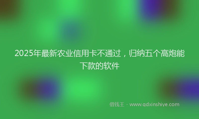 2025年最新农业信用卡不通过，归纳五个高炮能下款的软件