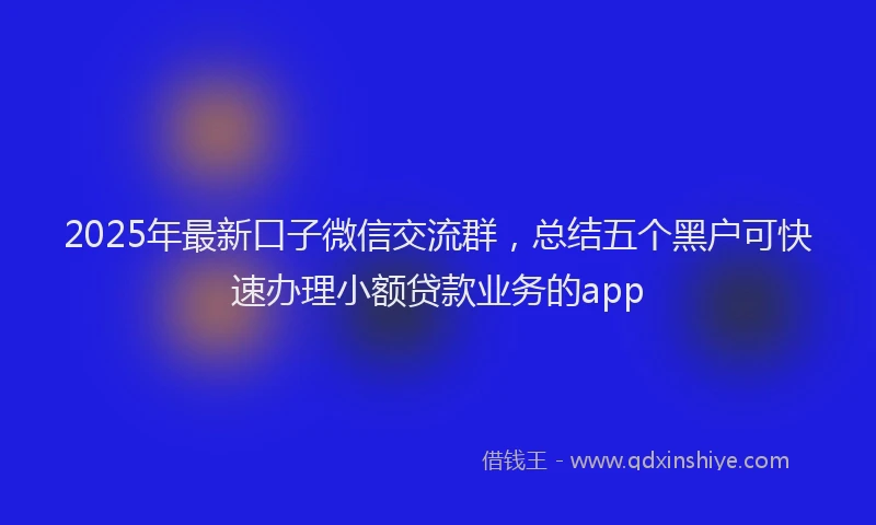 2025年最新口子微信交流群，总结五个黑户可快速办理小额贷款业务的app