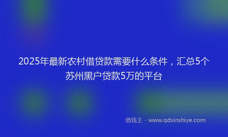 2025年最新农村借贷款需要什么条件，汇总5个苏州黑户贷款5万的平台