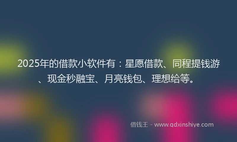 2025年的借款小软件有：星愿借款、同程提钱游、现金秒融宝、月亮钱包、理想给等。