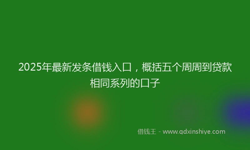 2025年最新发条借钱入口，概括五个周周到贷款相同系列的口子