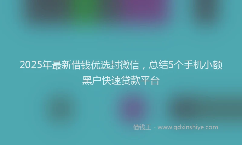 2025年最新借钱优选封微信，总结5个手机小额黑户快速贷款平台