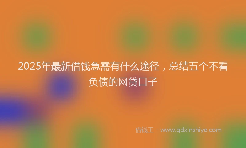 2025年最新借钱急需有什么途径，总结五个不看负债的网贷口子