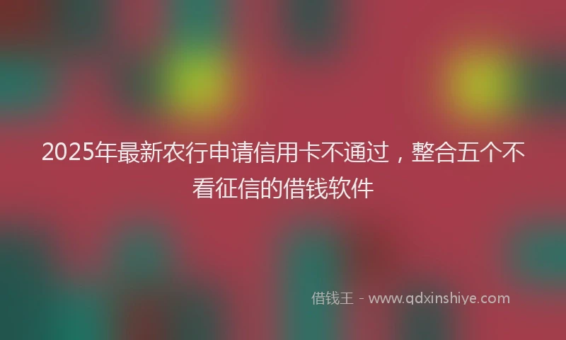 2025年最新农行申请信用卡不通过，整合五个不看征信的借钱软件