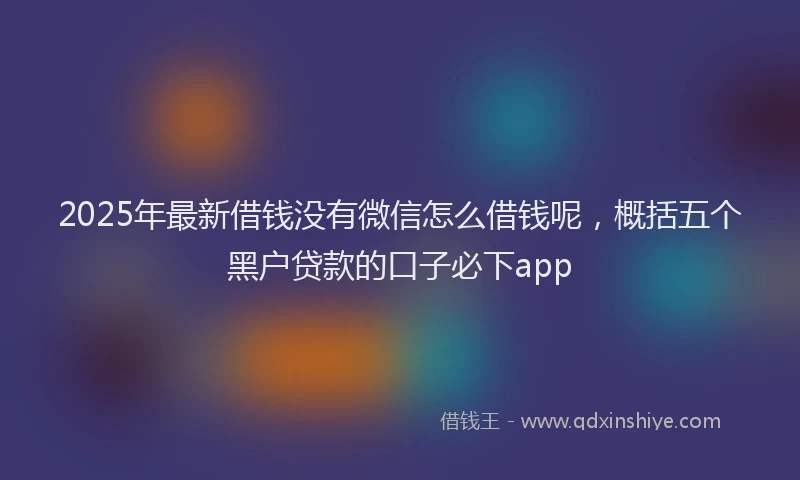 2025年最新借钱没有微信怎么借钱呢，概括五个黑户贷款的口子必下app