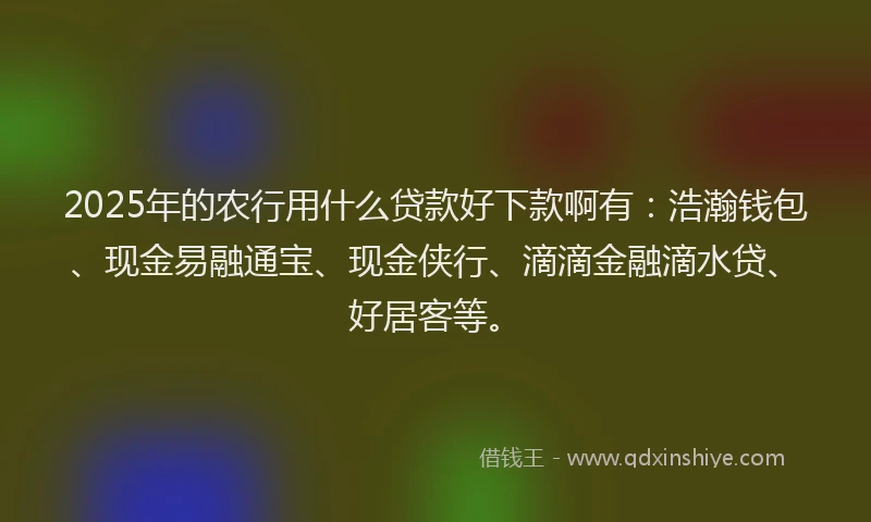 2025年的农行用什么贷款好下款啊有：浩瀚钱包、现金易融通宝、现金侠行、滴滴金融滴水贷、好居客等。