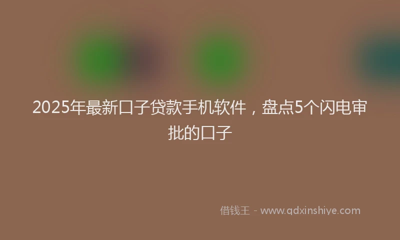 2025年最新口子贷款手机软件，盘点5个闪电审批的口子