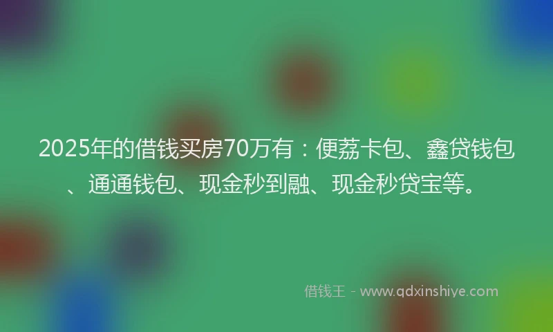 2025年的借钱买房70万有：便荔卡包、鑫贷钱包、通通钱包、现金秒到融、现金秒贷宝等。