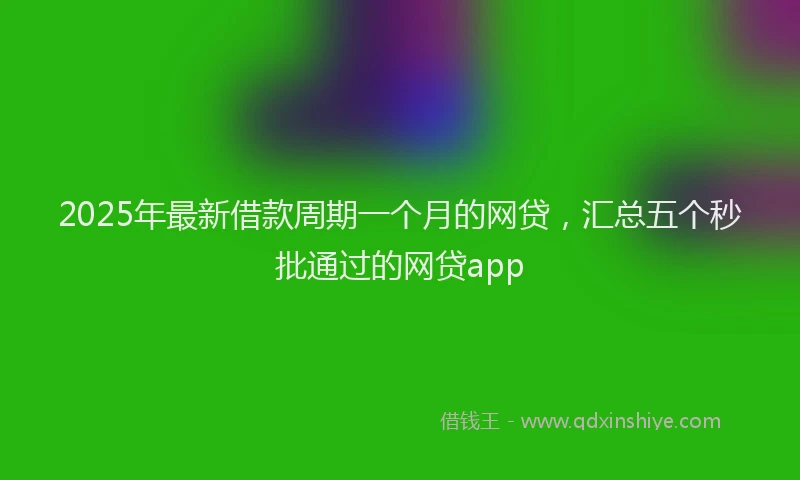 2025年最新借款周期一个月的网贷，汇总五个秒批通过的网贷app