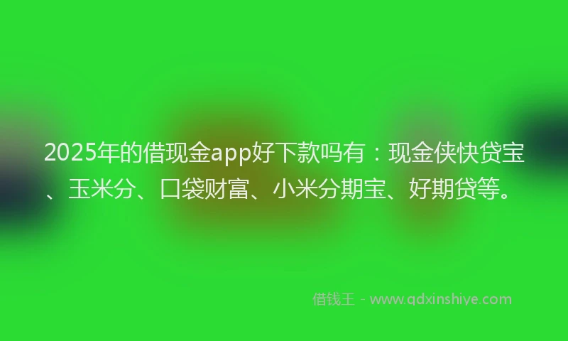 2025年的借现金app好下款吗有：现金侠快贷宝、玉米分、口袋财富、小米分期宝、好期贷等。