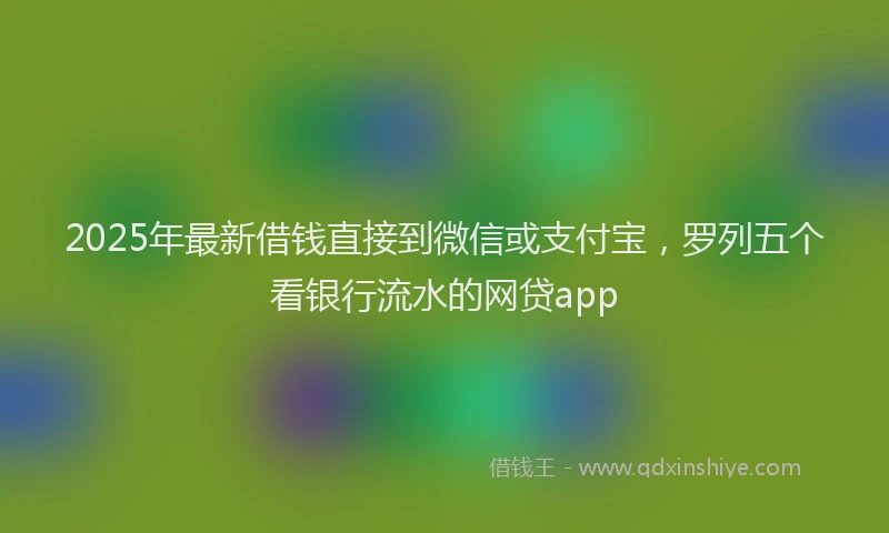 2025年最新借钱直接到微信或支付宝，罗列五个看银行流水的网贷app