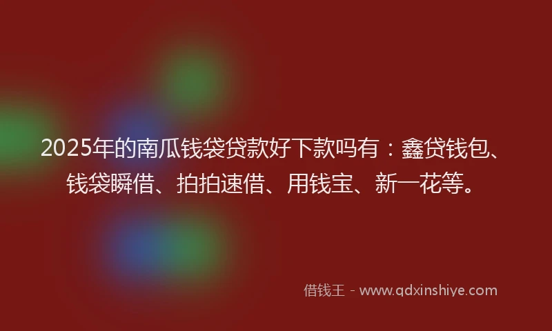 2025年的南瓜钱袋贷款好下款吗有：鑫贷钱包、钱袋瞬借、拍拍速借、用钱宝、新一花等。