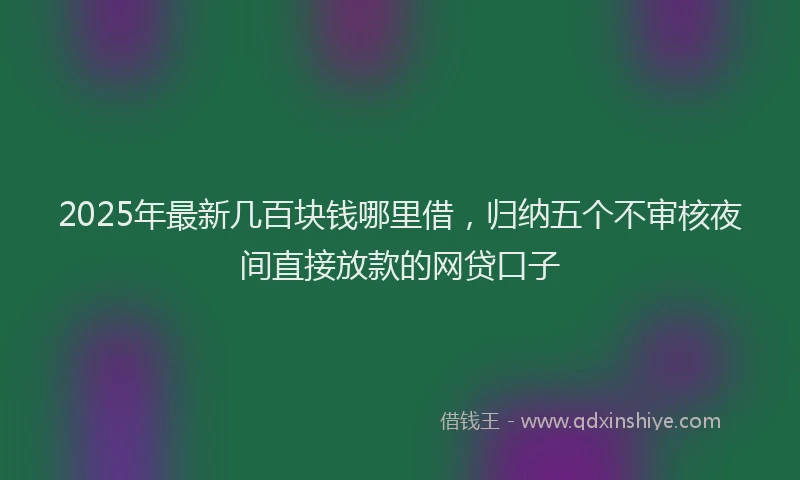 2025年最新几百块钱哪里借，归纳五个不审核夜间直接放款的网贷口子