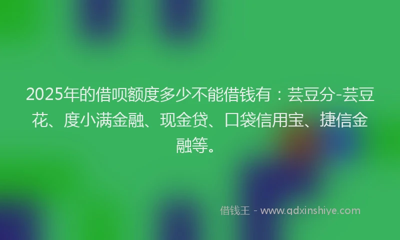 2025年的借呗额度多少不能借钱有：芸豆分-芸豆花、度小满金融、现金贷、口袋信用宝、捷信金融等。