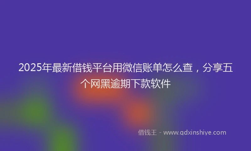 2025年最新借钱平台用微信账单怎么查，分享五个网黑逾期下款软件