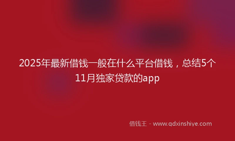 2025年最新借钱一般在什么平台借钱，总结5个11月独家贷款的app