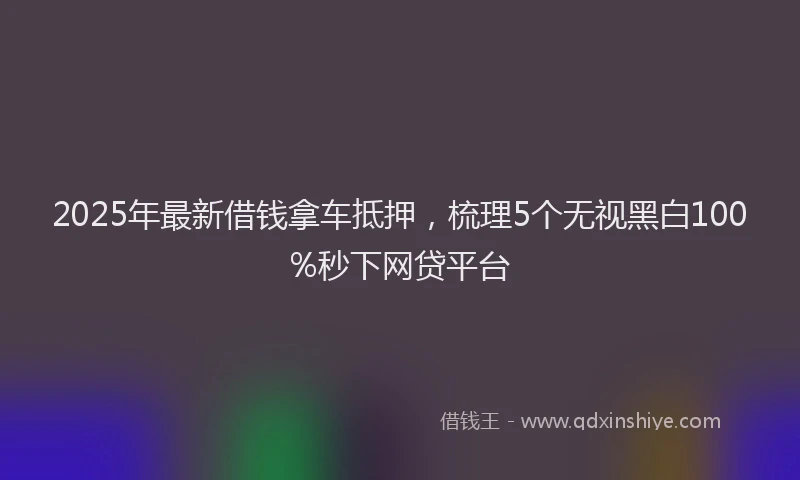 2025年最新借钱拿车抵押，梳理5个无视黑白100%秒下网贷平台