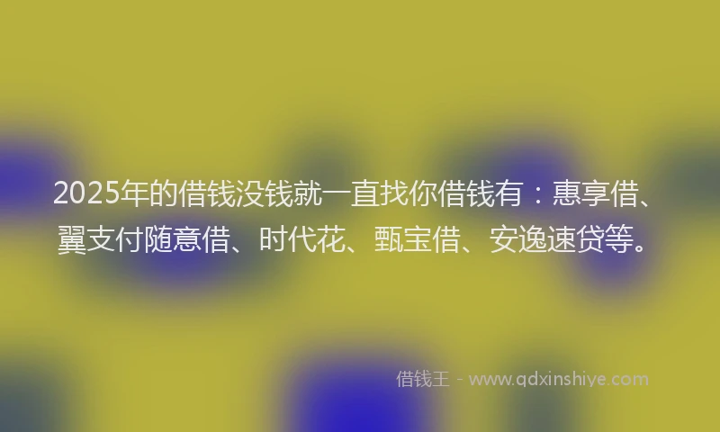 2025年的借钱没钱就一直找你借钱有：惠享借、翼支付随意借、时代花、甄宝借、安逸速贷等。