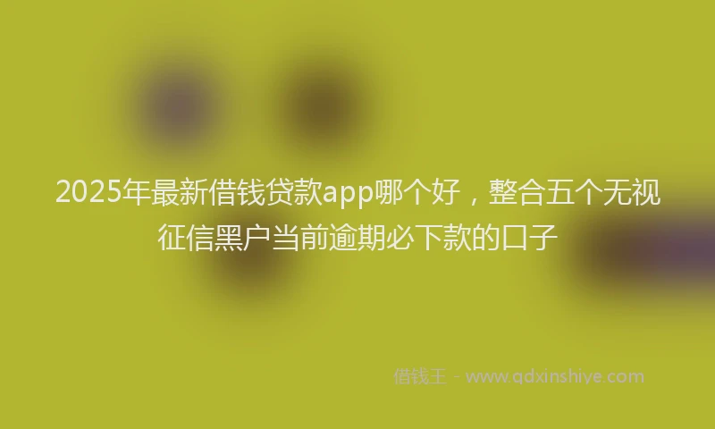 2025年最新借钱贷款app哪个好，整合五个无视征信黑户当前逾期必下款的口子