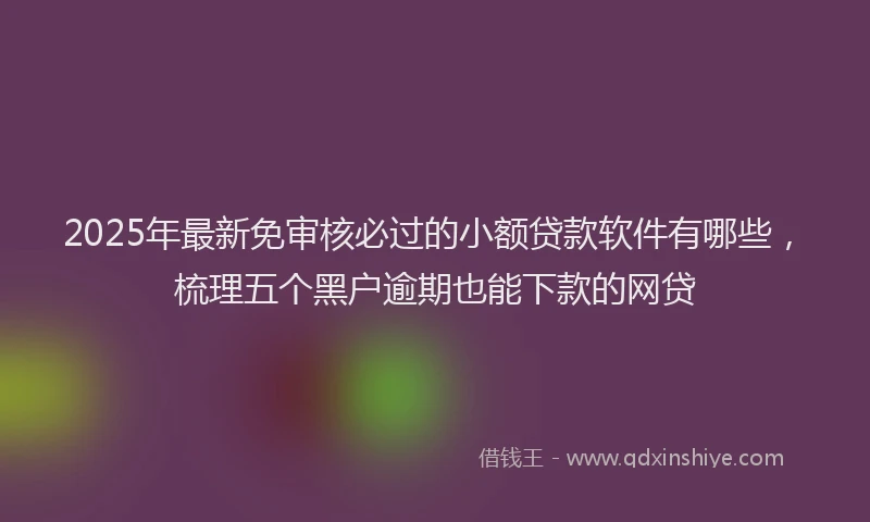 2025年最新免审核必过的小额贷款软件有哪些，梳理五个黑户逾期也能下款的网贷