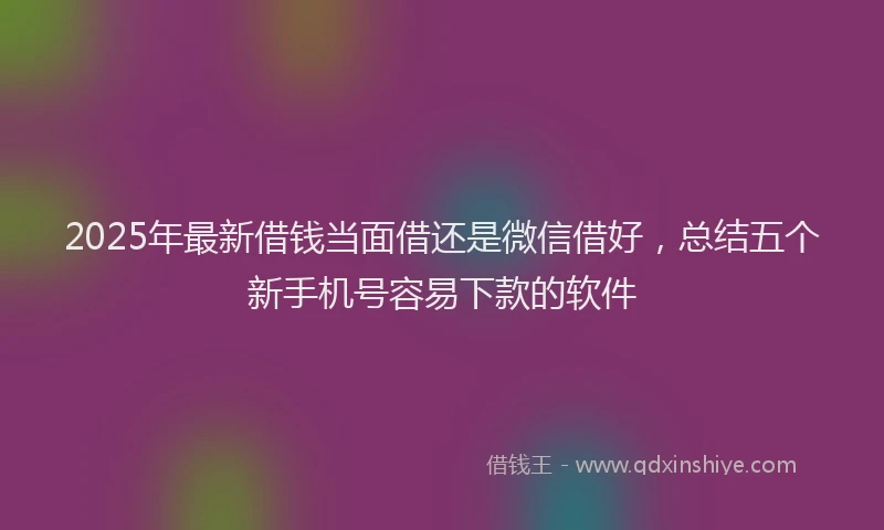 2025年最新借钱当面借还是微信借好，总结五个新手机号容易下款的软件
