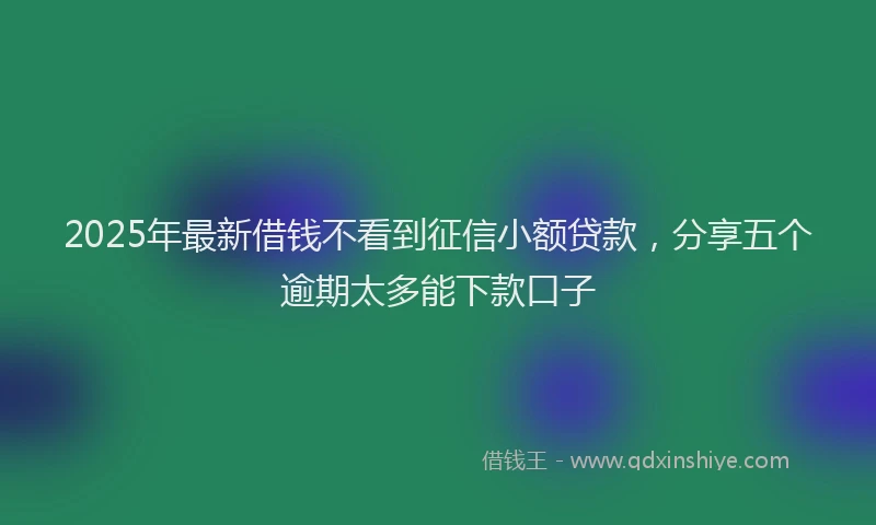 2025年最新借钱不看到征信小额贷款，分享五个逾期太多能下款口子