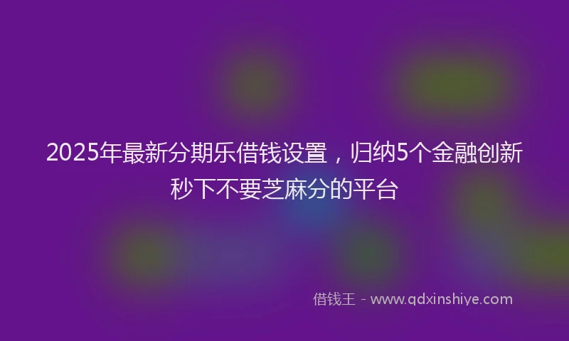 2025年最新分期乐借钱设置，归纳5个金融创新秒下不要芝麻分的平台