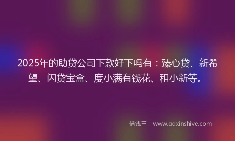 2025年的助贷公司下款好下吗有：臻心贷、新希望、闪贷宝盒、度小满有钱花、租小新等。