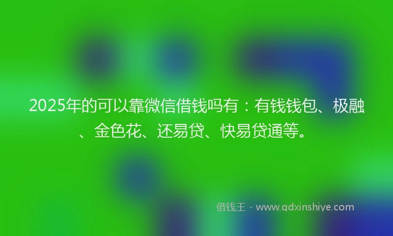 2025年的可以靠微信借钱吗有：有钱钱包、极融、金色花、还易贷、快易贷通等。