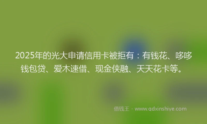 2025年的光大申请信用卡被拒有：有钱花、哆哆钱包贷、爱木速借、现金侠融、天天花卡等。
