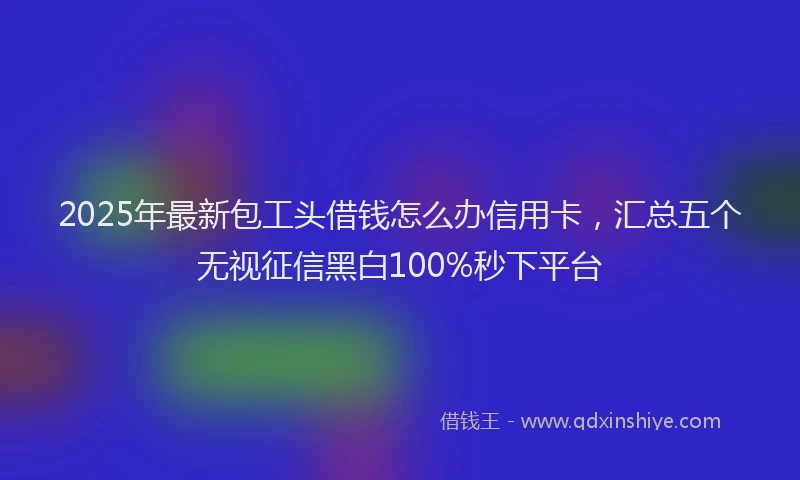2025年最新包工头借钱怎么办信用卡，汇总五个无视征信黑白100%秒下平台