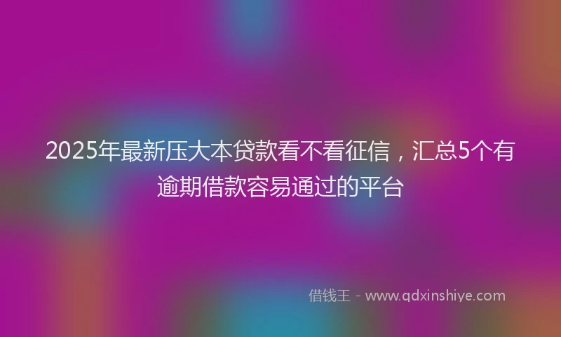 2025年最新压大本贷款看不看征信，汇总5个有逾期借款容易通过的平台