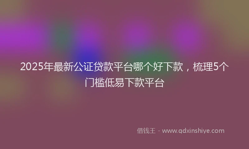 2025年最新公证贷款平台哪个好下款，梳理5个门槛低易下款平台
