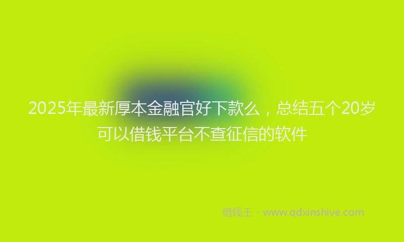 2025年最新厚本金融官好下款么，总结五个20岁可以借钱平台不查征信的软件