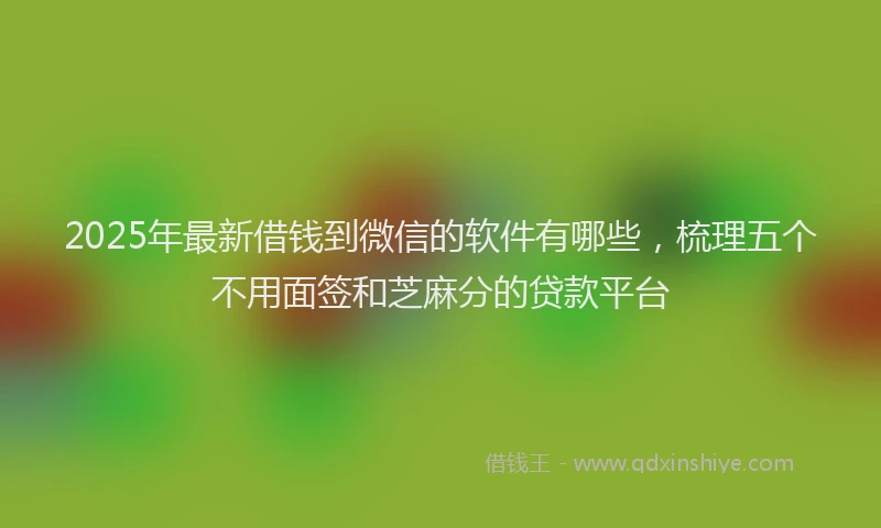 2025年最新借钱到微信的软件有哪些，梳理五个不用面签和芝麻分的贷款平台