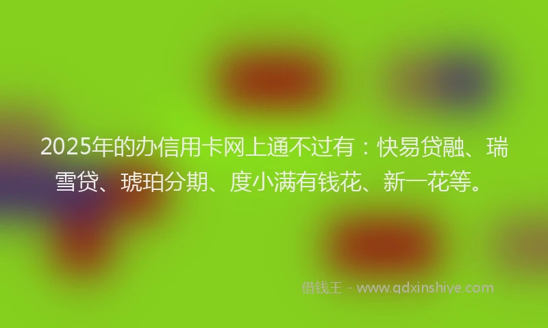 2025年的办信用卡网上通不过有：快易贷融、瑞雪贷、琥珀分期、度小满有钱花、新一花等。