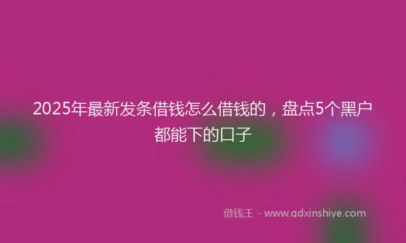 2025年最新发条借钱怎么借钱的，盘点5个黑户都能下的口子