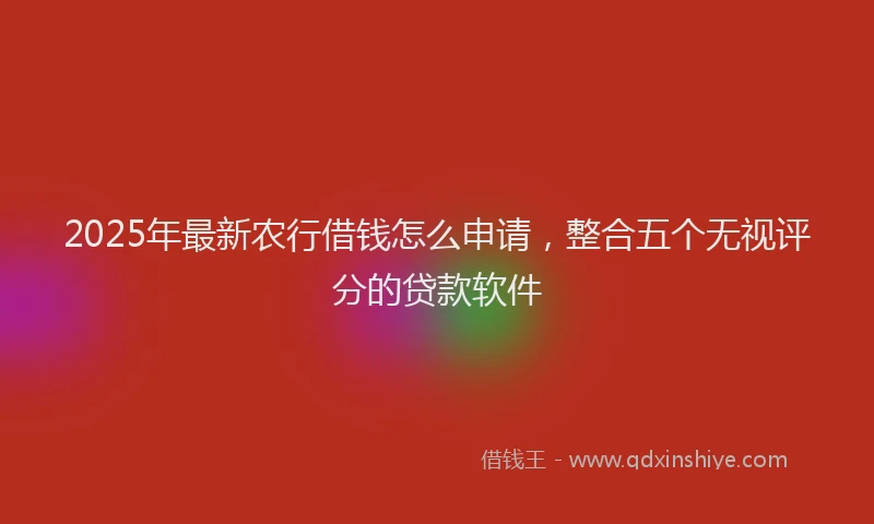 2025年最新农行借钱怎么申请，整合五个无视评分的贷款软件