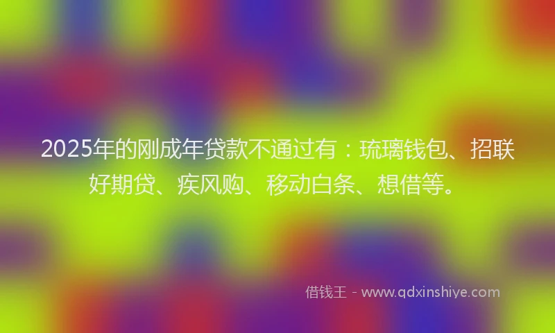2025年的刚成年贷款不通过有：琉璃钱包、招联好期贷、疾风购、移动白条、想借等。