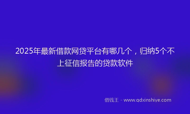 2025年最新借款网贷平台有哪几个，归纳5个不上征信报告的贷款软件